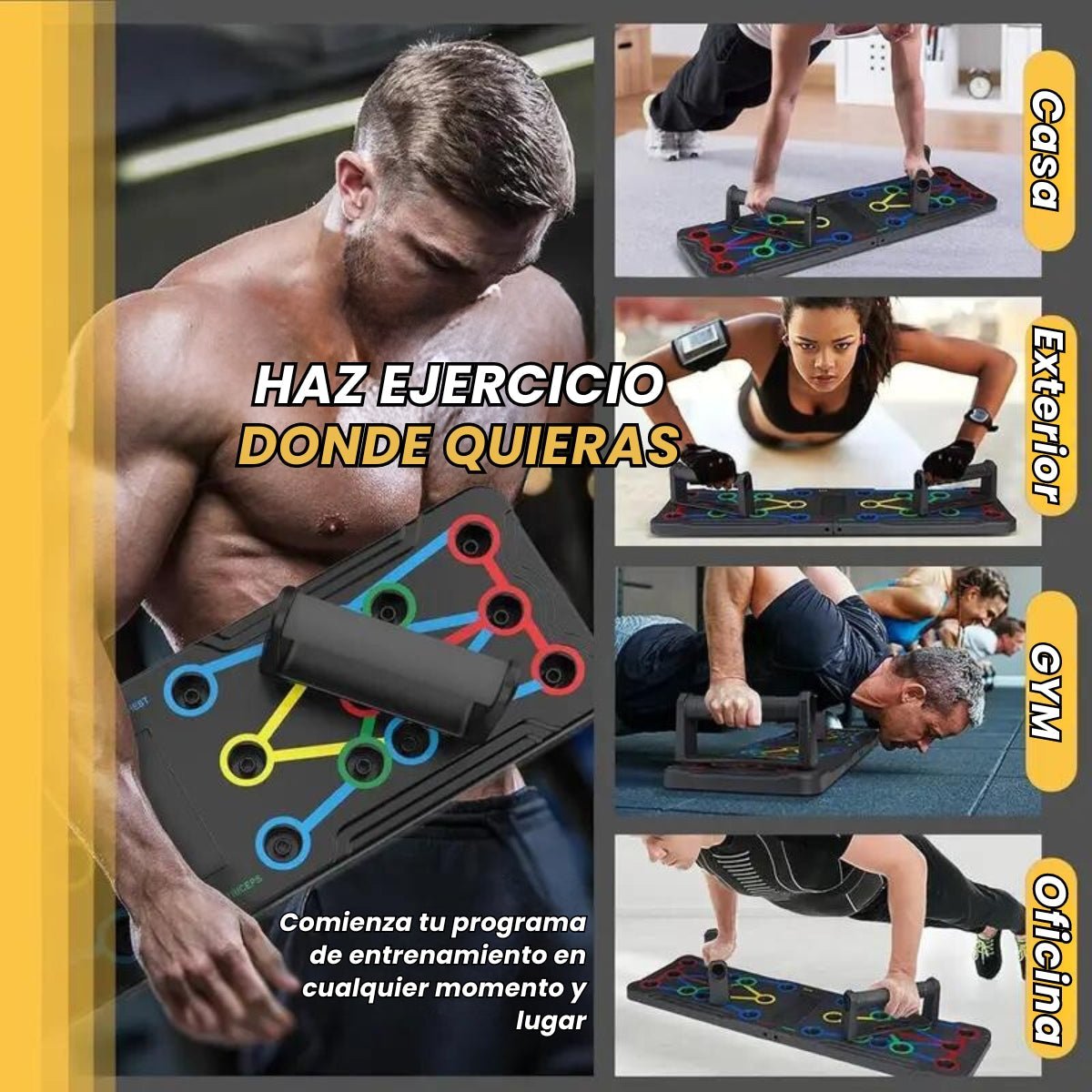 Push-up plegable y multifuncional - para hombres y mujeres