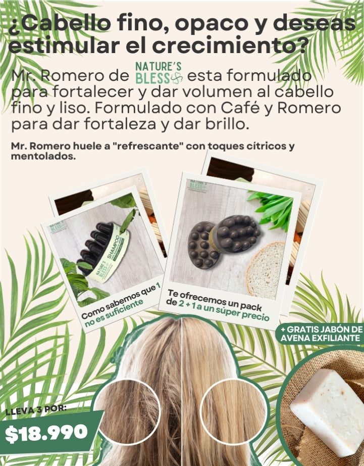 Nature's Bless: Champú de Romero y Café🍀 + JABÓN DE AVENA DE REGALO🍀
