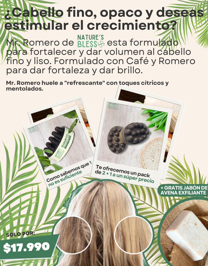 Nature's Bless: Champú de Romero y Café🍀 + JABÓN DE AVENA DE REGALO🍀