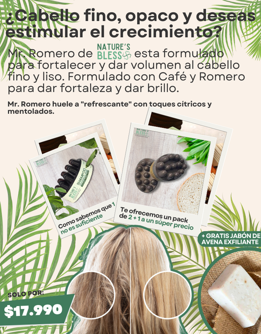 Nature's Bless: Champú de Romero y Café🍀 + JABÓN DE AVENA DE REGALO🍀