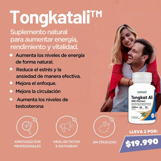 Tongkatali™ Natural para aumentar energía, rendimiento y vitalidad.