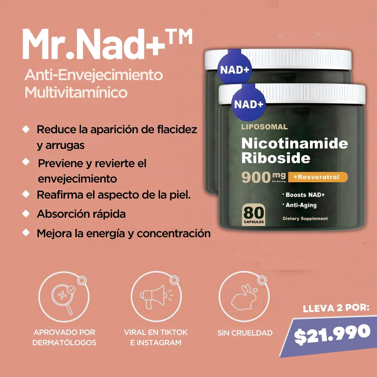 ActiveLife® NAD+ de Alta Pureza Anti-Envejecimiento