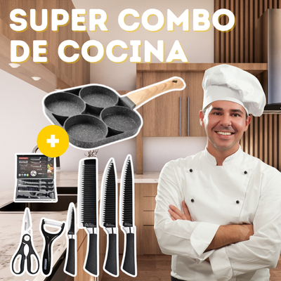 SUPER COMBO: Set de Cuchillos + Sartén Antiadherente🧑🏼‍🍳